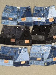 HD1458 Ladies Upcycled Levi's Belted Skirts
