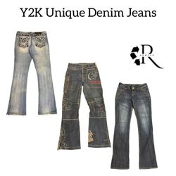 Y2K Unique Denim Embroidery Jeans RE-1844