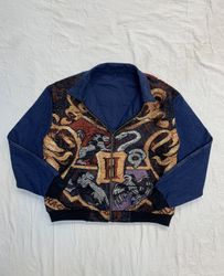 Upcycle Tapestry Jacket With Denim Sleeves