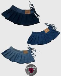 Falda de mezclilla mini plisada remodelada de Levi..