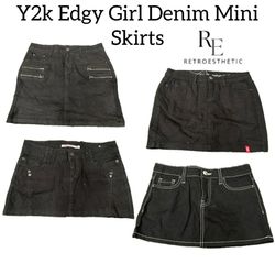 Y2k Edgy Girl Denim Mini skirt Re-3107