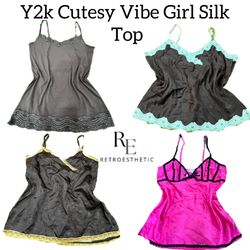 Y2k cutesy Vibe Girl Silk Top Re-3108
