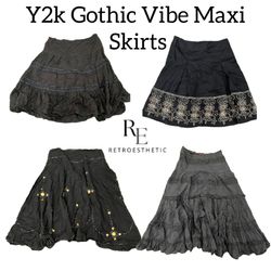 Y2k Gothic Vibe Maxi Skirt Re-3111