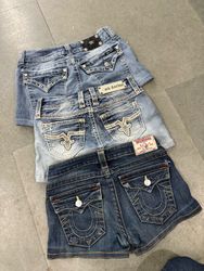 Miss Me True Reigion Rock Revival mini shorts