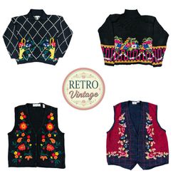 Vintage Cottagecore Floral Sweater & Vest Set |E|