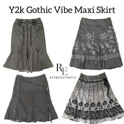 Y2k Gothic Vibe Maxi Skirt Re-3127