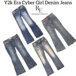Y2k Era Cyber Girl Denim Jeans Re-3128
