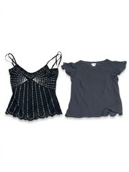 (FV-1311) All Black Party Tops Bundle – Lace, Sequ..