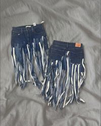Upcycled Denim Fringe Skirt