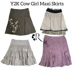 Y2K Cow Girl Maxi Skirts RW-1862