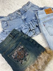 Y2k mini denim skirts