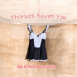 TH#096 Y2K Silk & Mesh Babydoll Dress – Vintage So..