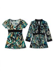 (FV-1331) Y2K Printed Tops  Bundle – Earthy Tones,..