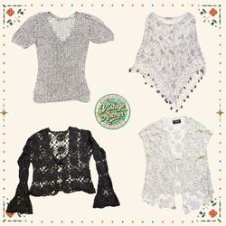 Y2K Boho Crochet Blouses – Sheer Knit Summer Layer..