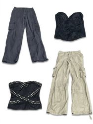 (FV-1342) Y2K Cargo Pants & Corset Tops Bundle – W..