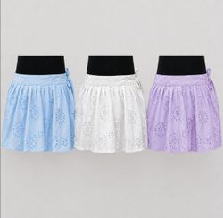 CR1551 Upcycled Eyelet Wrap Mini Skirt