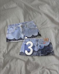 Upcycled Lace Edge Denim Skirt