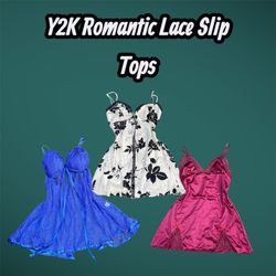 Y2K Romantic Lace Slip Tops - (30/04)