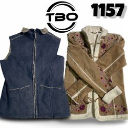 John's Bay floral embroidered suede leather coat #..