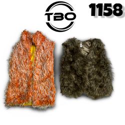 Y2k women's fluffy faux fur waistcoats #1158