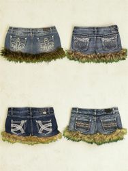 Upcycled Y2k Micro/Mini Skirts With Fur