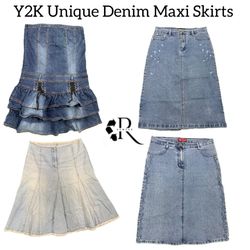 Y2K Unique Denim Maxi Skirts RW-1872