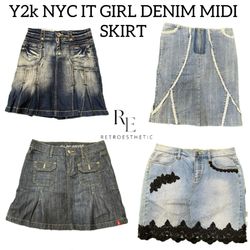 Y2K NYC IT Girl Denim Midi Skirts RE-3129
