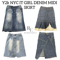 Y2K NYC IT Girl Denim Midi Skirts RE-3130