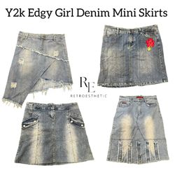 Y2K Edgy Girl Denim Mini Skirts RE-3134