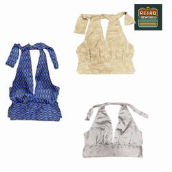 Upcycled SATIN NECK Halter Top