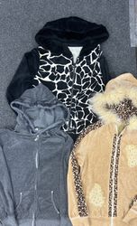 SD380-Women Velour Fur Zipper Hoodies - 34 Pieces