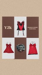 Y2K Crimson Desire Babydoll Tops
