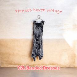 TH#099 Y2K Beaded Glam Dress – Sparkly Statement P..