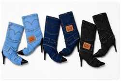 CR1556 Upcycled Denim Heel Boots