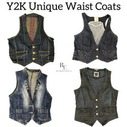 Y2K Unique Denim Waist Coats RE-3142