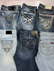 R515 Ladies Y2k Embellished & Embroidered Flared J..