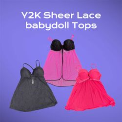Y2K Sheer Lace Babydoll Tops - (03/05)
