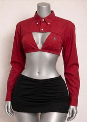 🔥 Upcycled Ralph Lauren Cut Out Crop Tops - Y2K