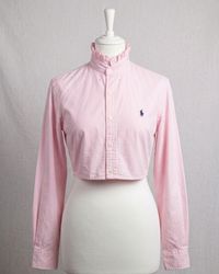 🚨 Upcycled Ralph Lauren Ruffle Collar Crop Tops