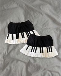Upcycled Piano Pleated Mini Skirt