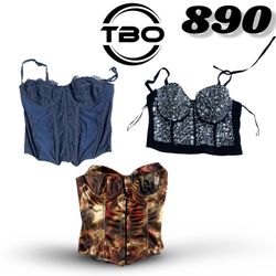 stylish corset-style tops featuring embroidered la..