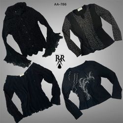 Y2K Black Gothic Full Sleeve Tops (AA-786)