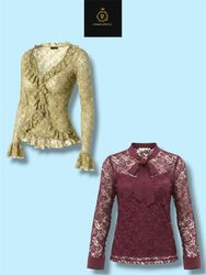 Women stylist full sleeve stretch &mesh tops