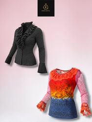 Y2k Elegant full sleeve  party wear mesh tops