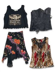 (FV-1359) Y2K Vintage Red & Black Party Tops Bundl..