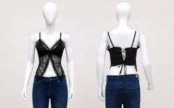 CR1559 Upcycled Lace Corset Cami