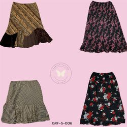 Y2K Printed Poly Maxi Skirt – High Waist, Flowy Fi..