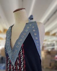 Upcycled y2k Eyelet Halter Top