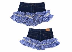 CR1562 Upcycled Denim Ruffle Mini Short