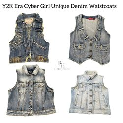 Y2K Unique Denim Waistcoats RE-3078